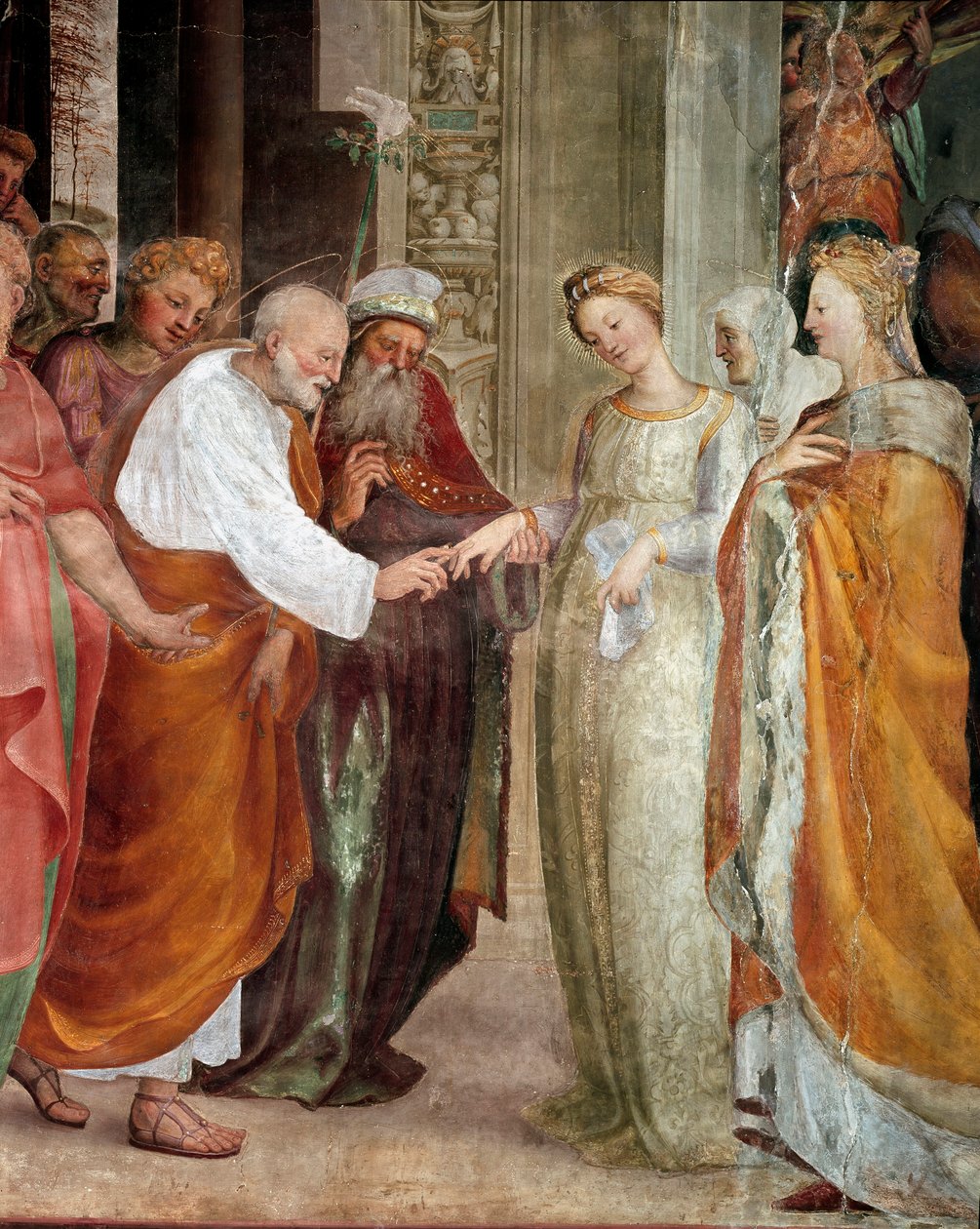 Die Hochzeit der Jungfrau (Detail) von Domenico Beccafumi