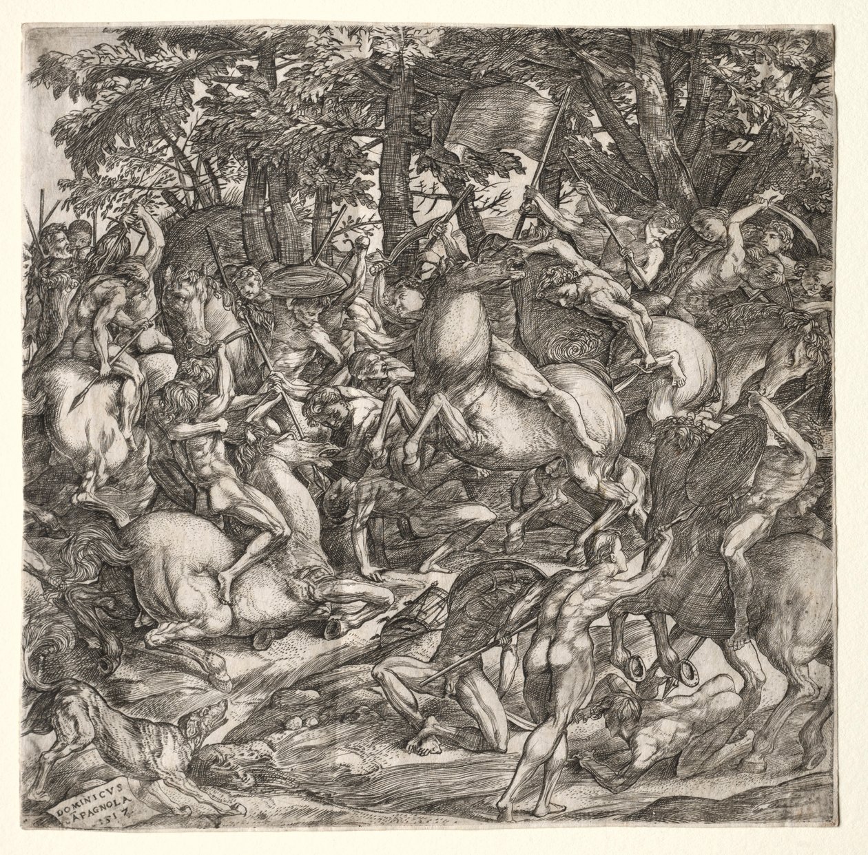 Schlacht der nackten Männer, 1517 von Domenico Campagnola