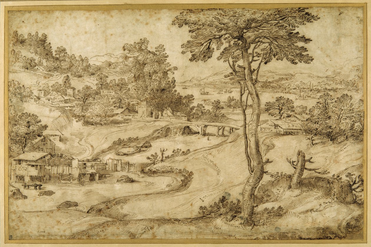 Landschaft mit einem gewundenen Fluss von Domenico Campagnola