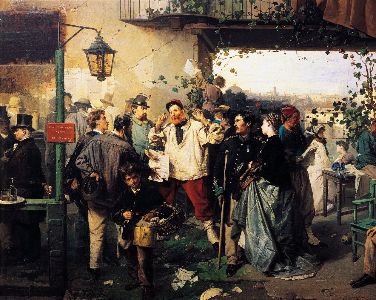 Nachricht vom Frieden von Villafranca (Detail) von Domenico Induno