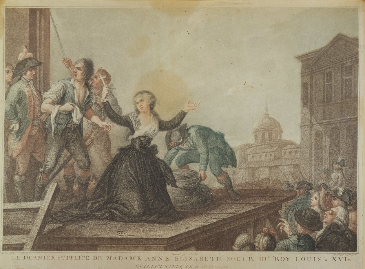 Elisabeth von Frankreich, Schwester von Ludwig XVI., an der Guillotine am 10. Mai 1794 von Domenico Pellegrini