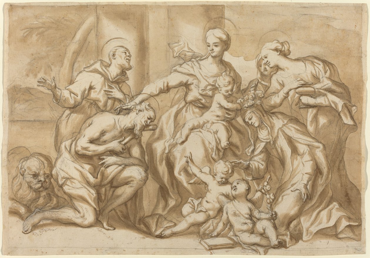 Madonna umgeben von Heiligen von Domenico Piola