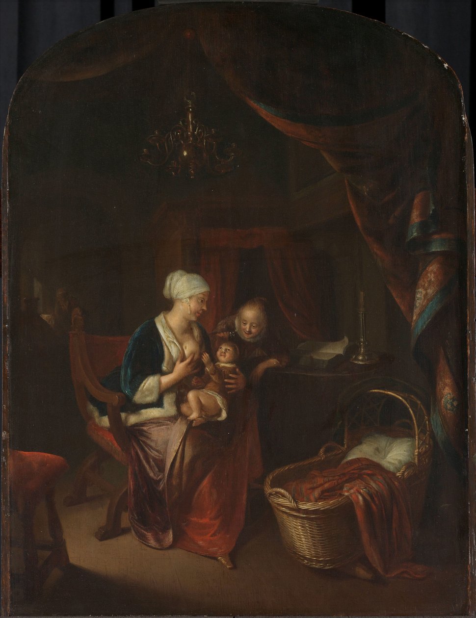 Eine Mutter gibt ihrem Kind die Brust von Domenicus van Tol