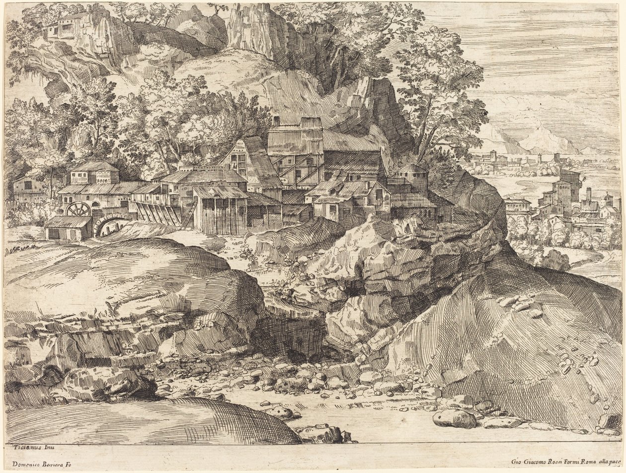 Landschaft mit einer Mühle, ca. 1650 von Dominique Barriere