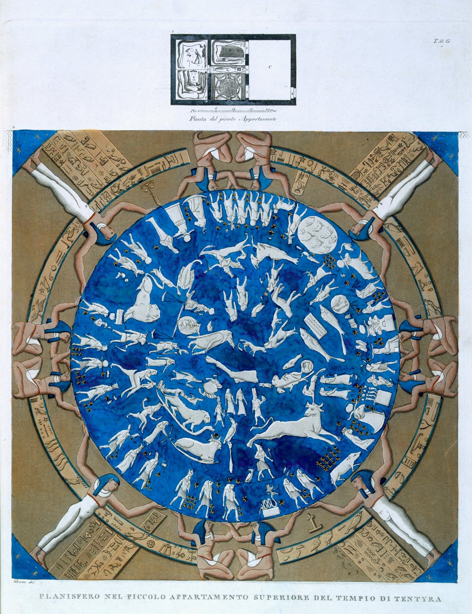Astrologisches Planisphäre des Tierkreises von Dendarah, von der Decke der Kapelle im Tempel der Hathor, Dendarah, Ägypten ca. 1802 von Dominique Vivant Denon