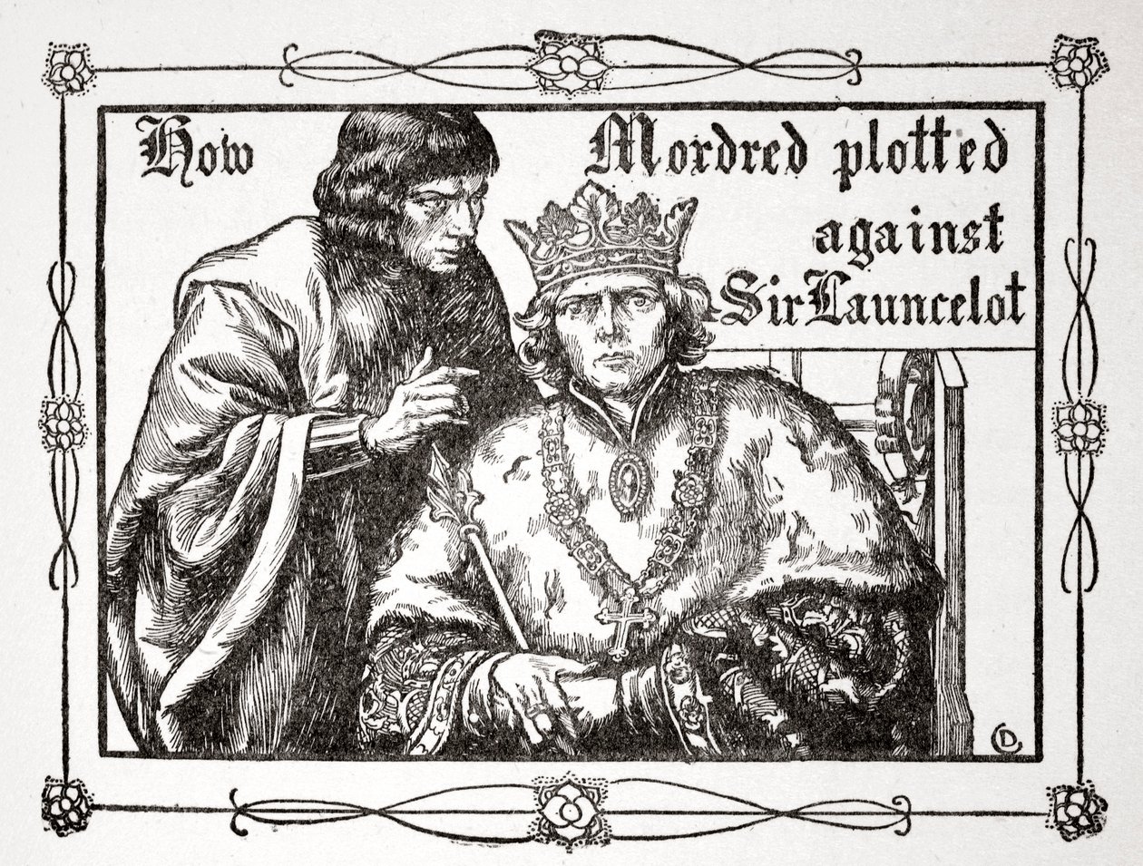 Wie Mordred gegen Sir Launcelot intrigierte, 1905 von Dora Curtis