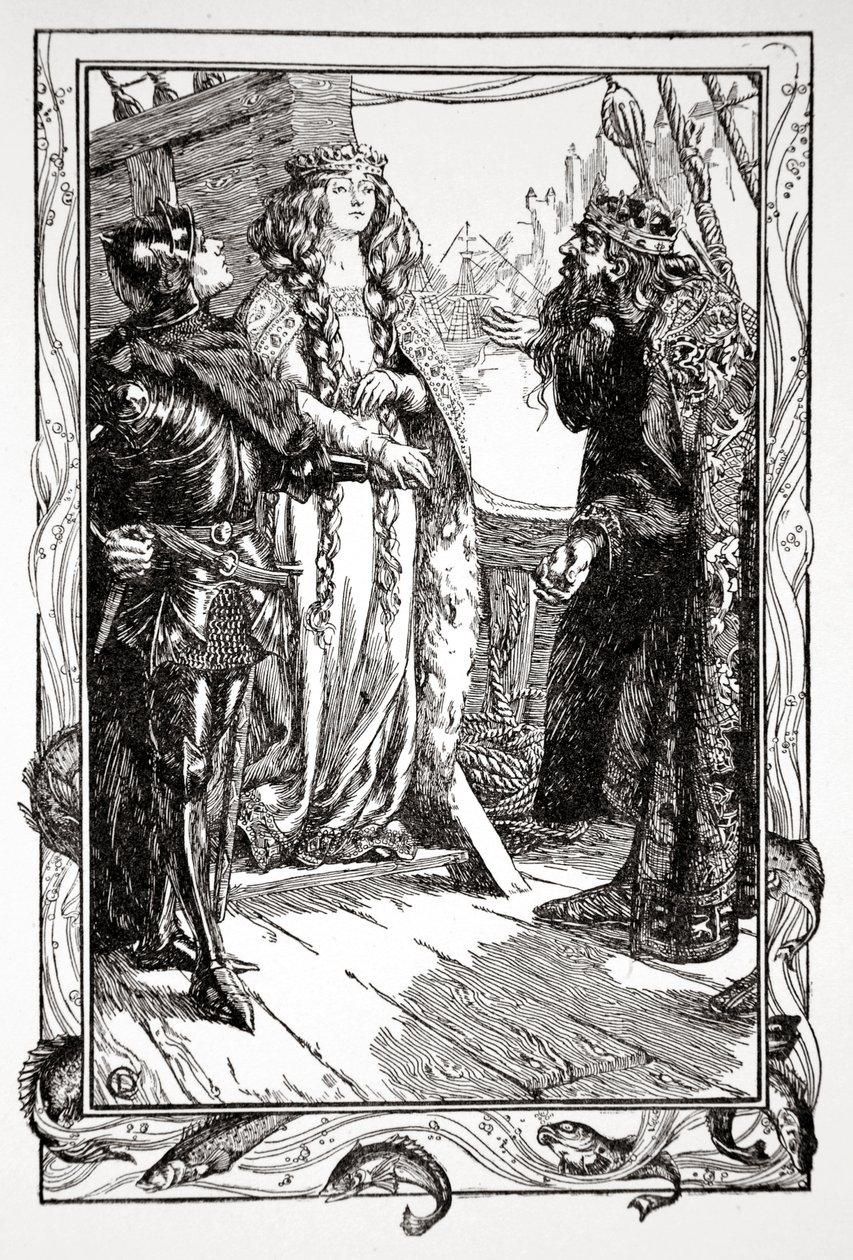 König Anguish gibt Isolt an Sir Tristram von Dora Curtis