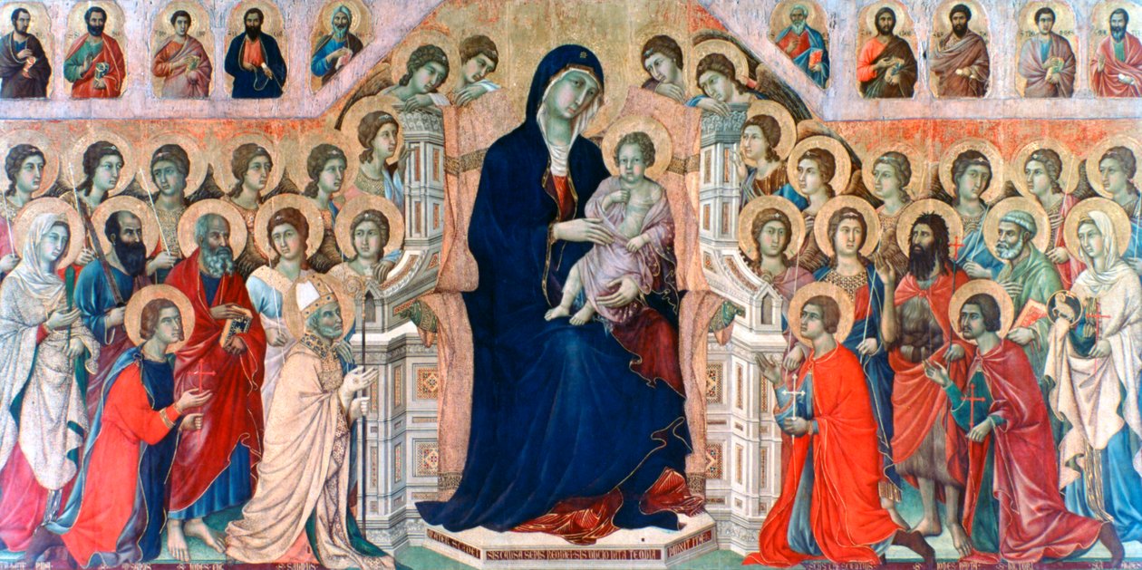 Maestà, Madonna mit Engeln und Heiligen, 1308-1311 von Duccio di Buoninsegna