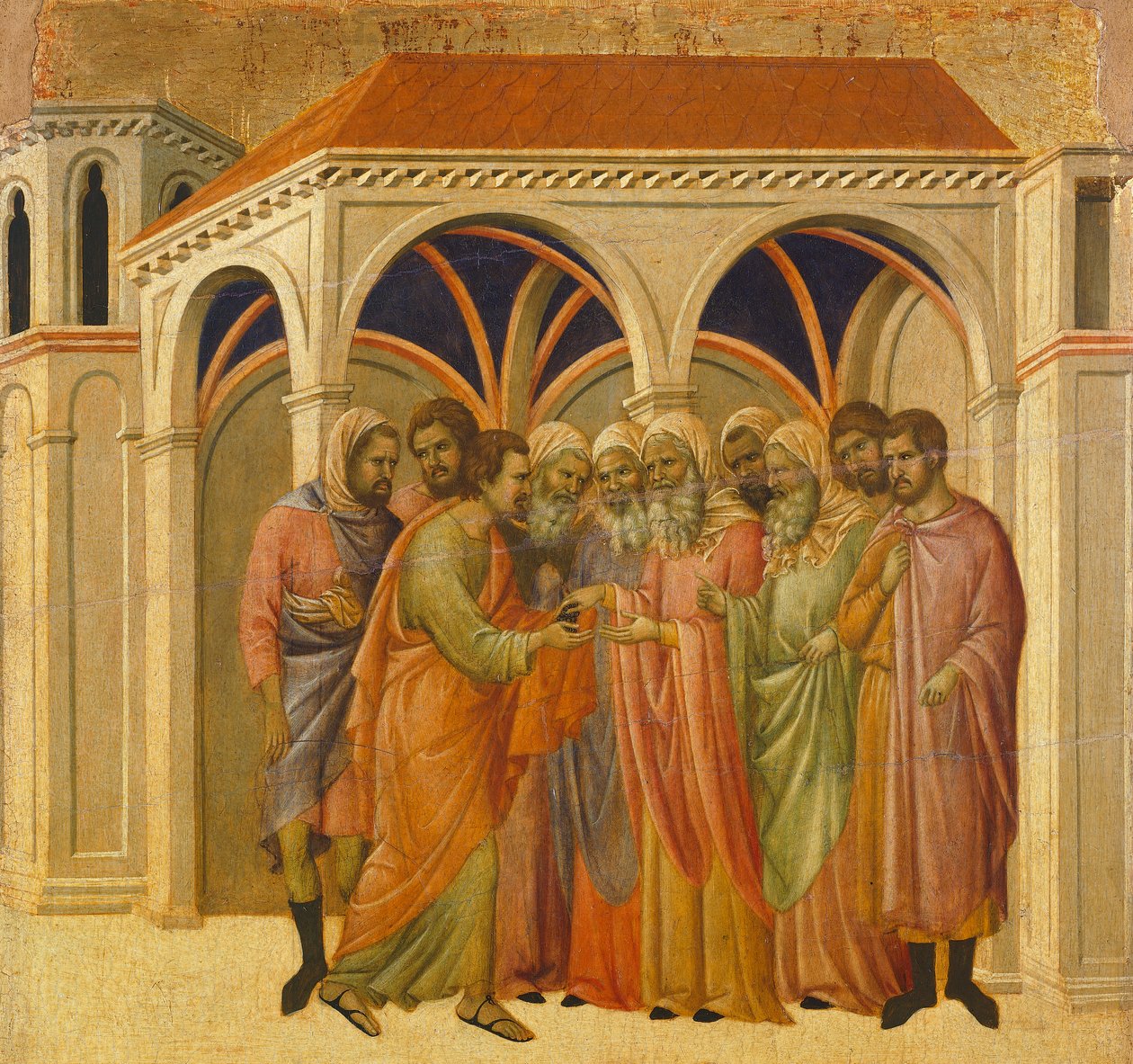 Der Verrat durch Judas (Detail) aus Episoden aus der Passion und Auferstehung Christi von Duccio di Buoninsegna