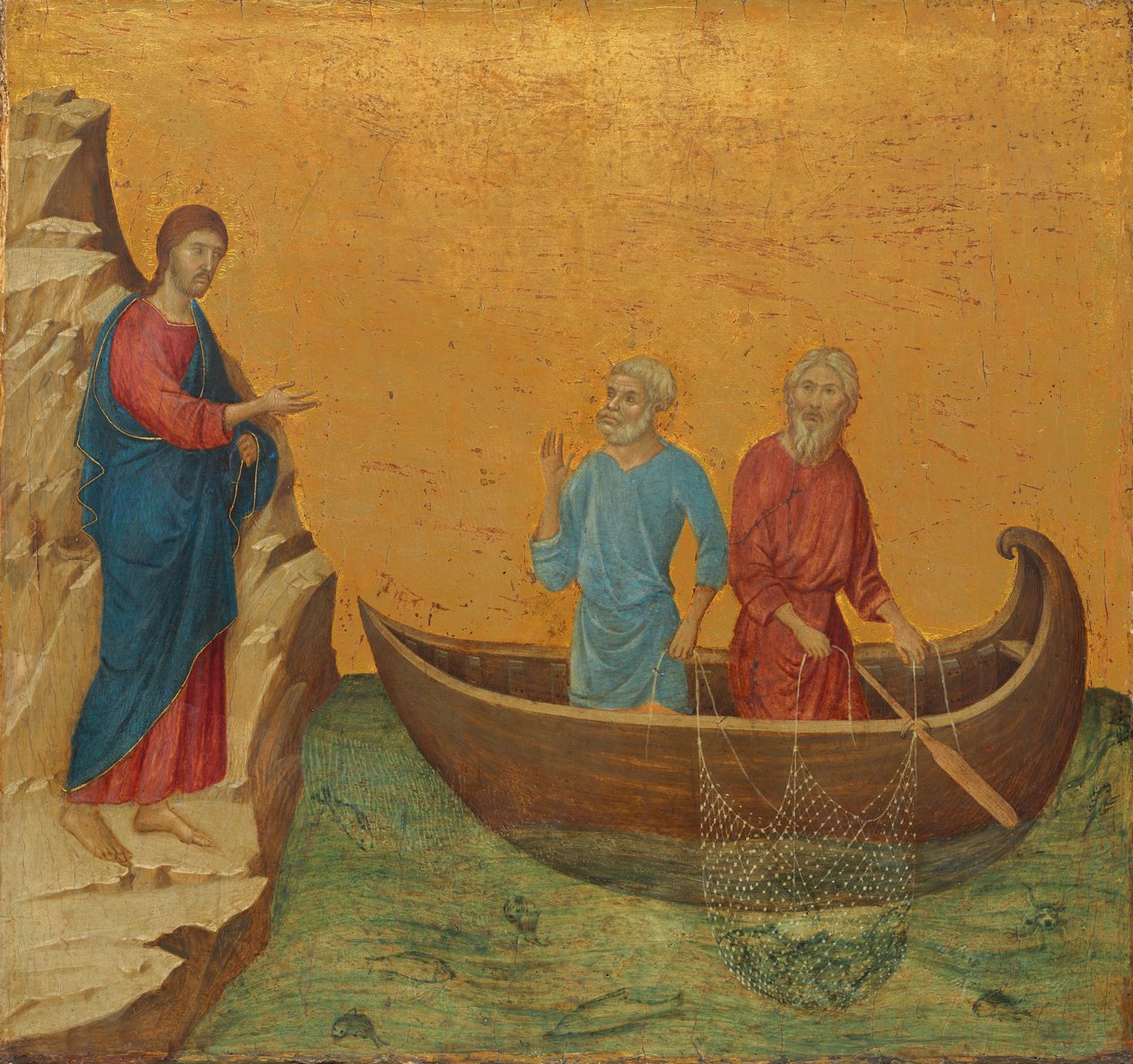 Die Berufung der Apostel Petrus und Andreas, 1308-1311 von Duccio di Buoninsegna