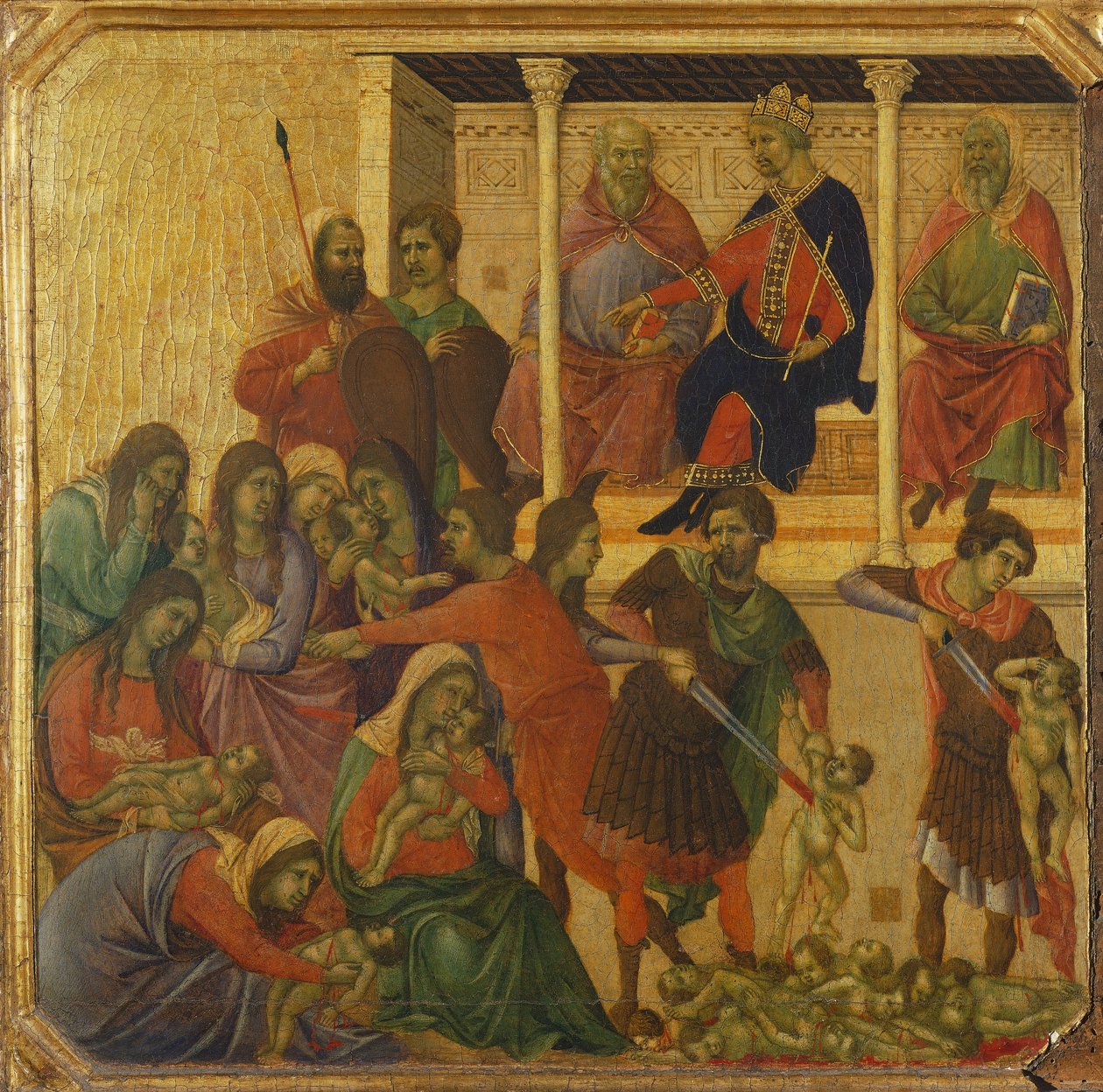 Der Kindermord, (Detail) von Duccio di Buoninsegna