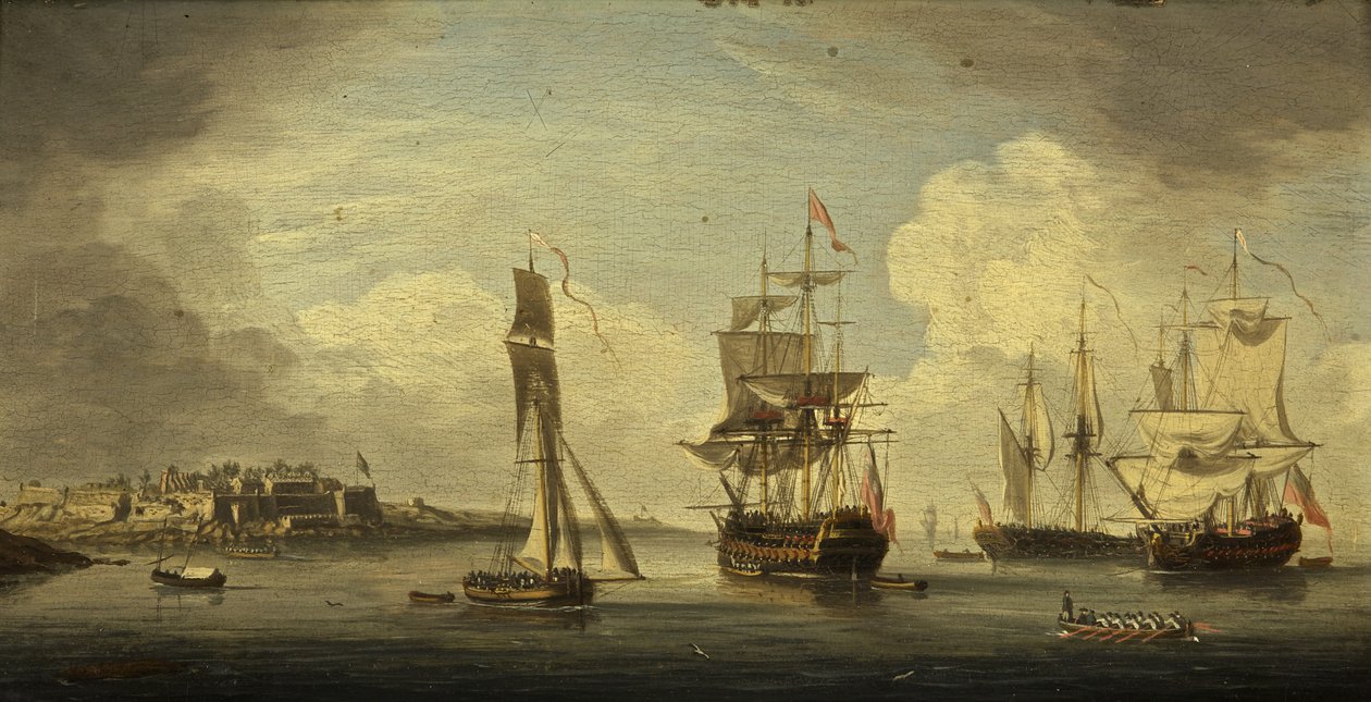 Ein Seehafen von Dutch School