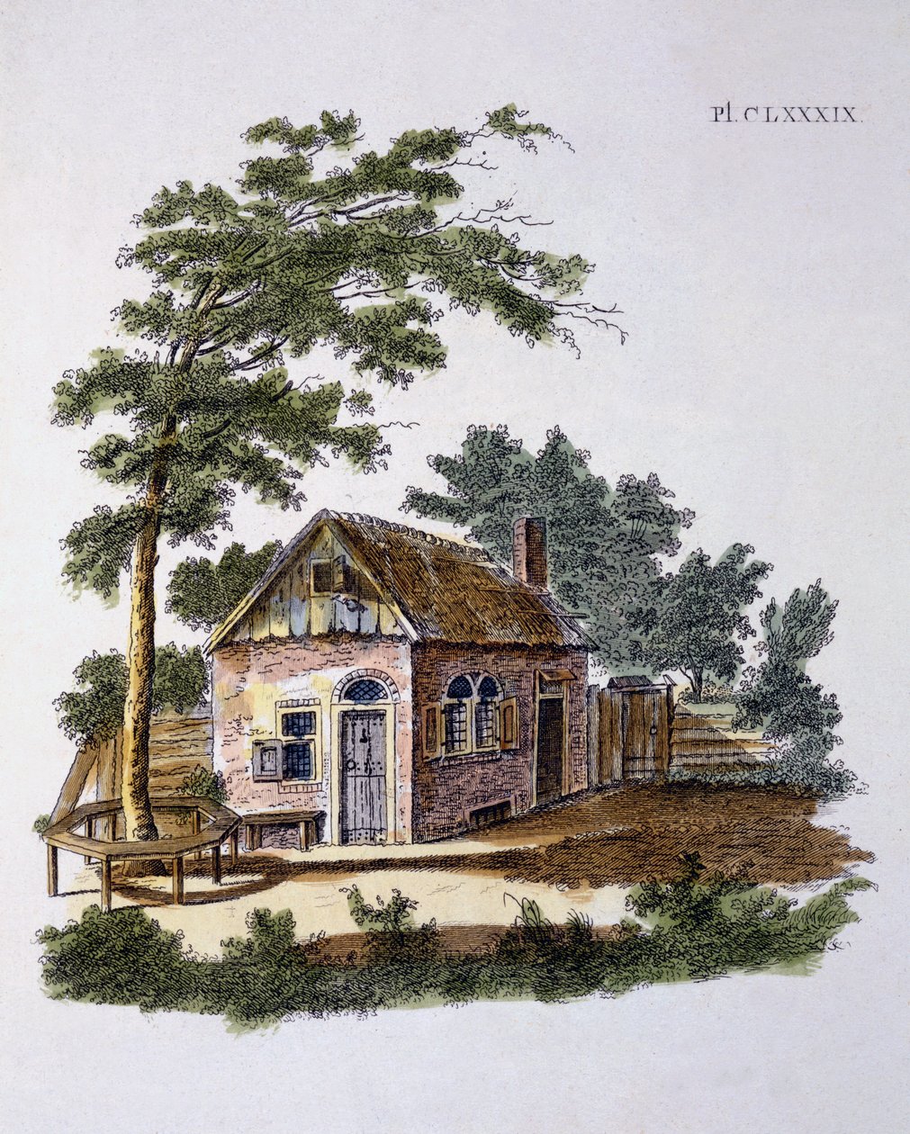 Hütte aus dem Magazin der Gartenschätze von G. van Laar, veröffentlicht 1802 von Dutch School