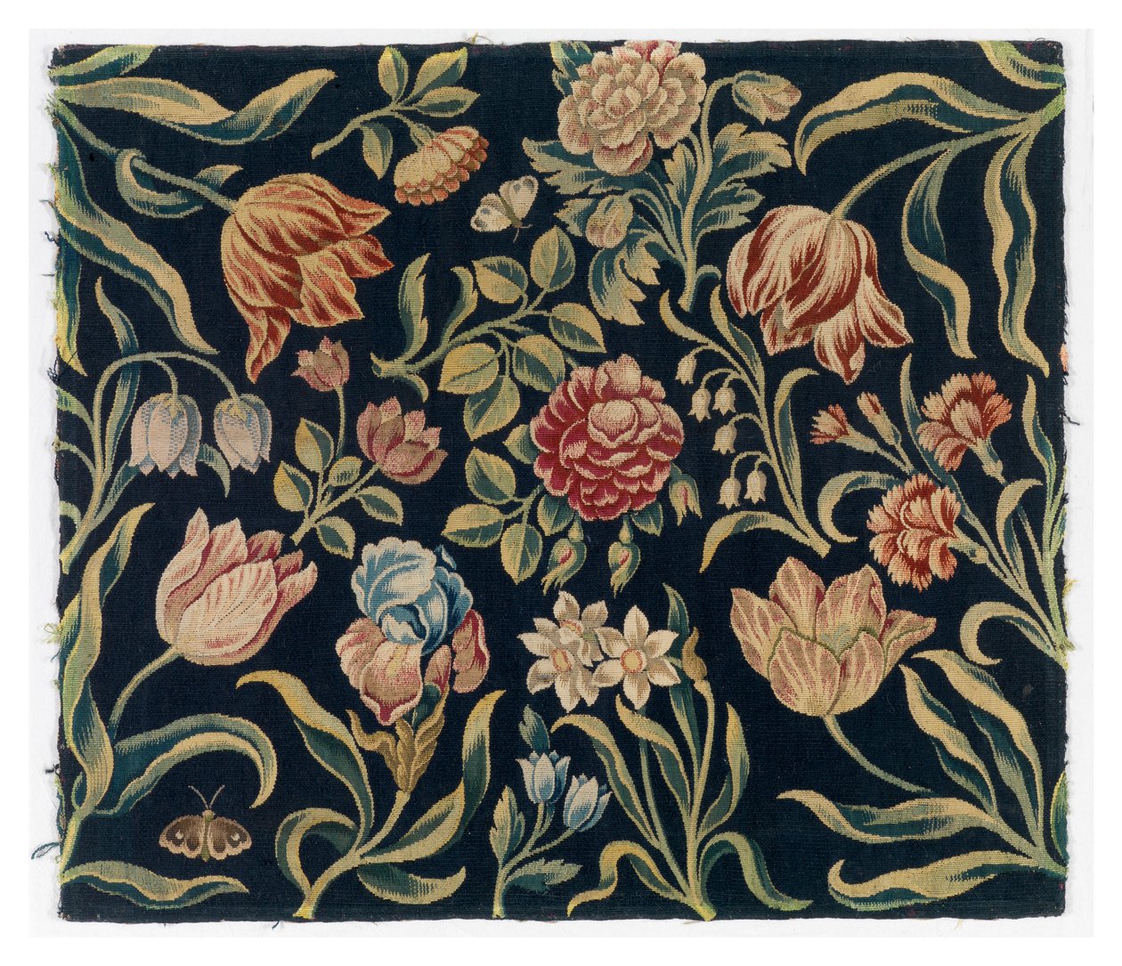 Paravent mit floralen Wandteppichpanelen, möglicherweise in Holland hergestellt von Dutch School