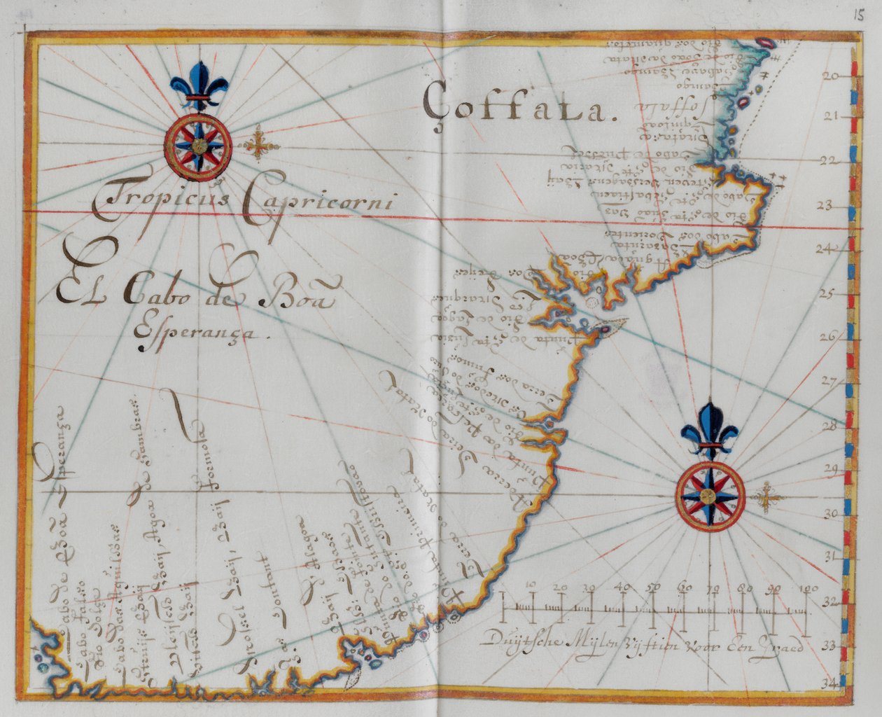 Karte des Kaps der Guten Hoffnung (cabo da Boa Esperança) von Dutch School
