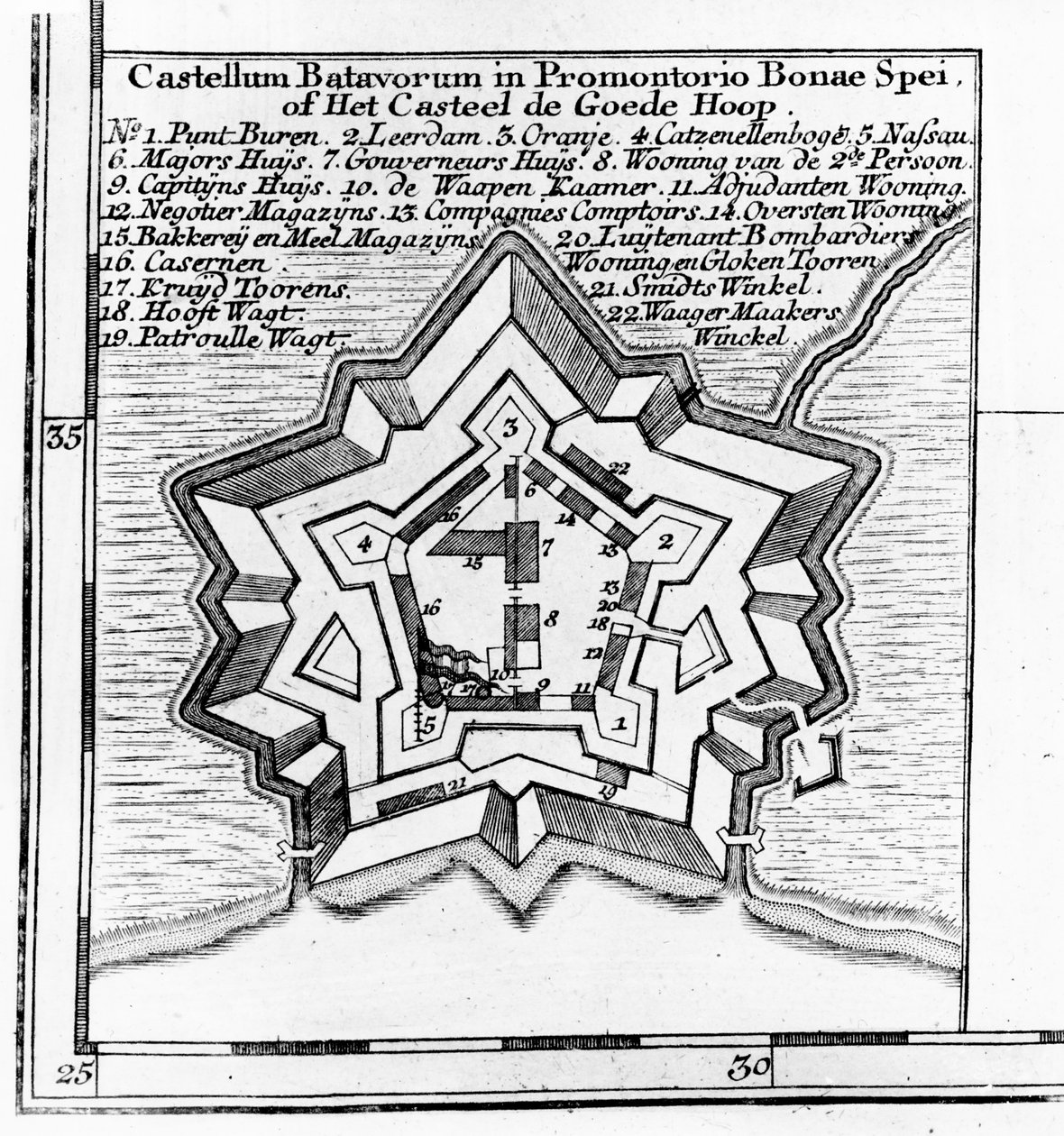 Plan des Batavischen Schlosses, Kap der Guten Hoffnung um 1803-1806 von Dutch School