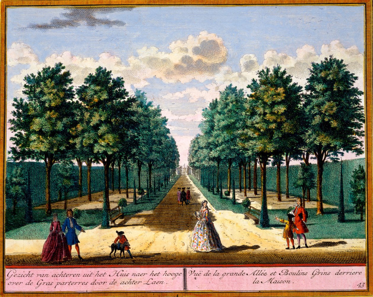 Ansicht des Gehwegs hinter dem Haus, aus Het Zeganpralent Kennemerlant von Hendrick de Leth und Matthias Brouerius Van Nidek, veröffentlicht um 1700-30 von Dutch School