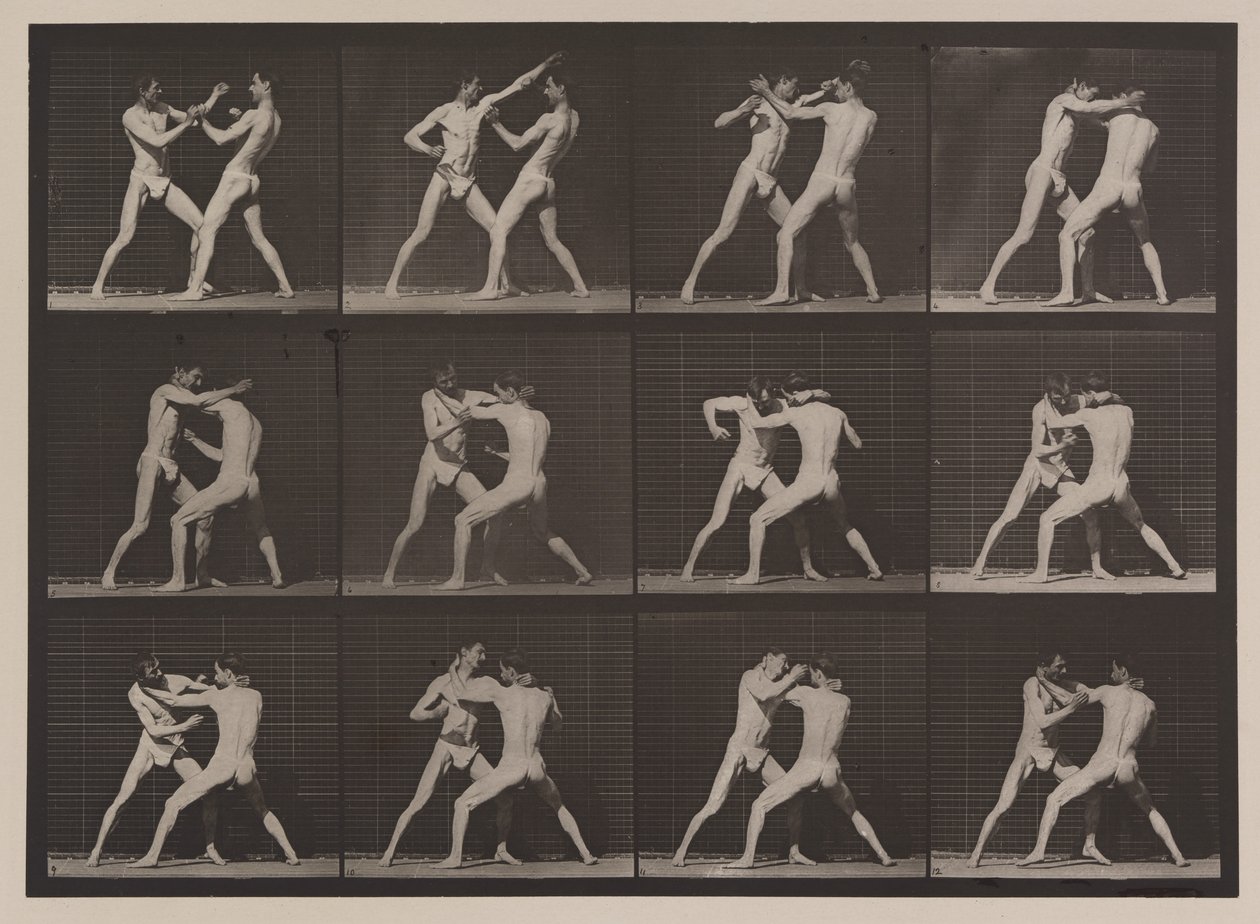 Tafel Nummer 340. Boxen; offene Hand (Schuhe), 1887 von Eadweard Muybridge