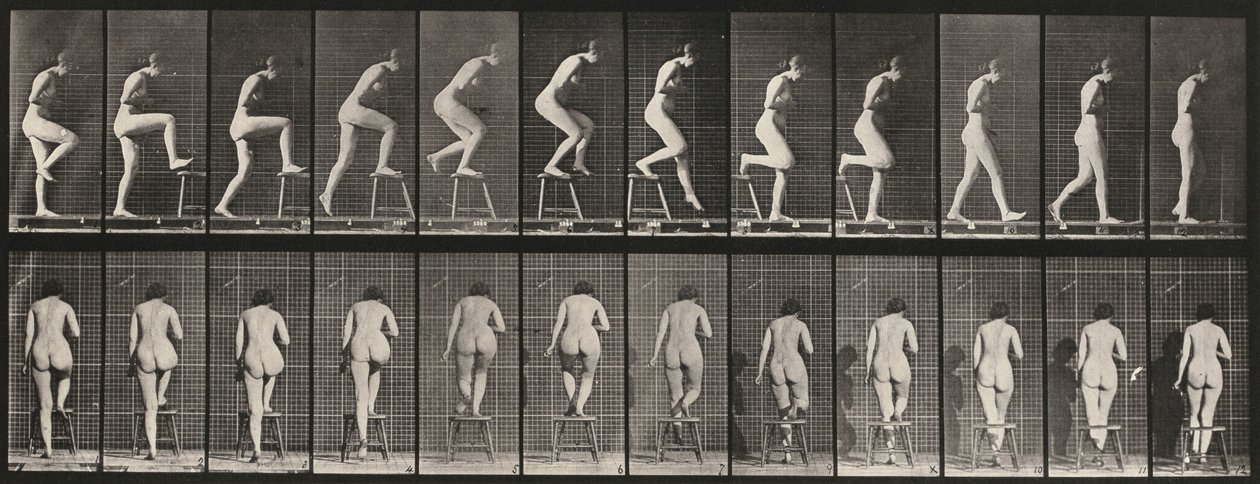 Teller Nummer 180. Auf und über einen Stuhl steigen, 1887 von Eadweard Muybridge