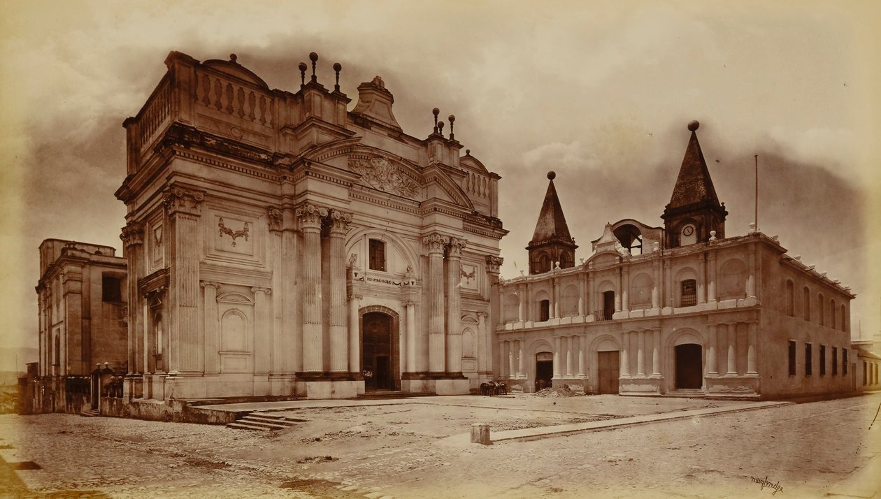 Kirche von San Francisco und Postamt, Guatemala von Eadweard Muybridge