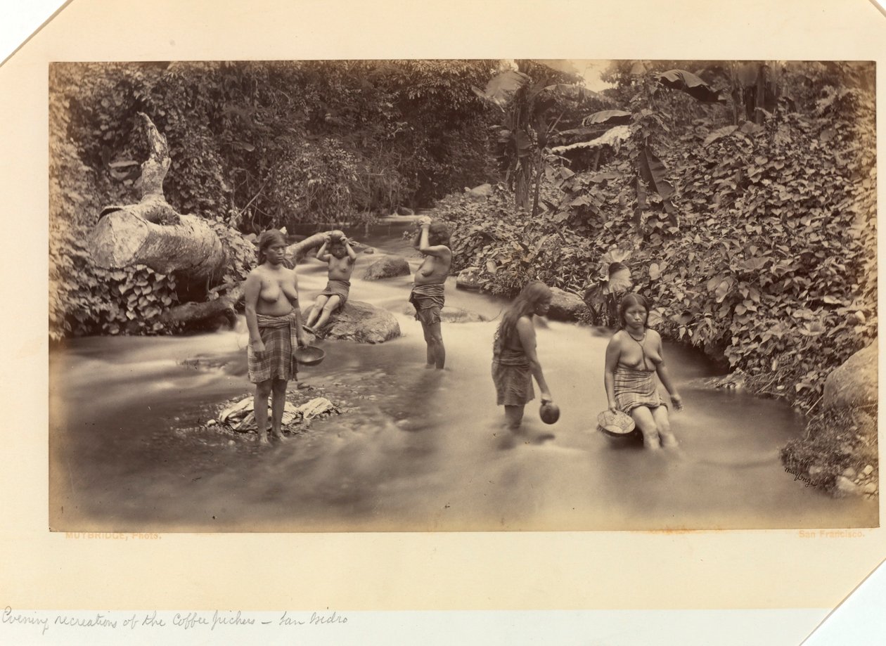Abendliche Erholung der Kaffeepflücker, San Isidro, aus Die Pazifikküste Mittelamerikas und Mexikos; der Isthmus von Panama; Guatemala; und der Anbau und Versand von Kaffee von Eadweard Muybridge
