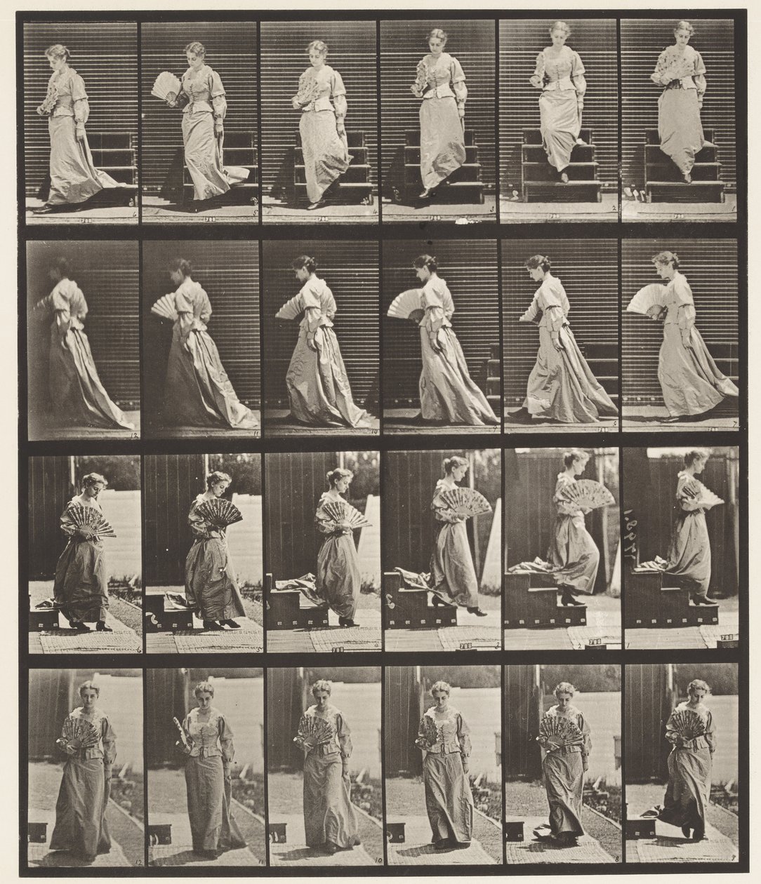 Platte 141. Treppen hinuntergehen und Fächern von Eadweard Muybridge