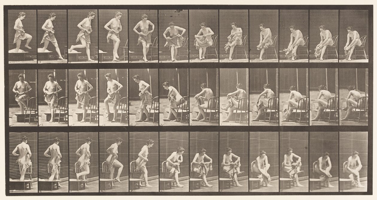 Aus der Badewanne steigen, hinsetzen, Füße abwischen von Eadweard Muybridge