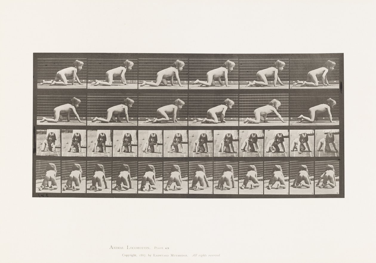Kind, auf Händen und Knien kriechend von Eadweard Muybridge