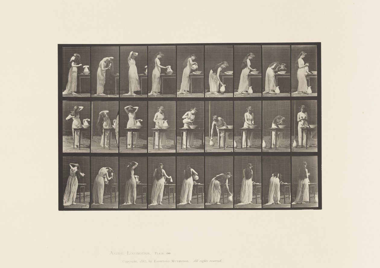 Tafel 496. Verschiedene Phasen der Toilette, 1885 von Eadweard Muybridge