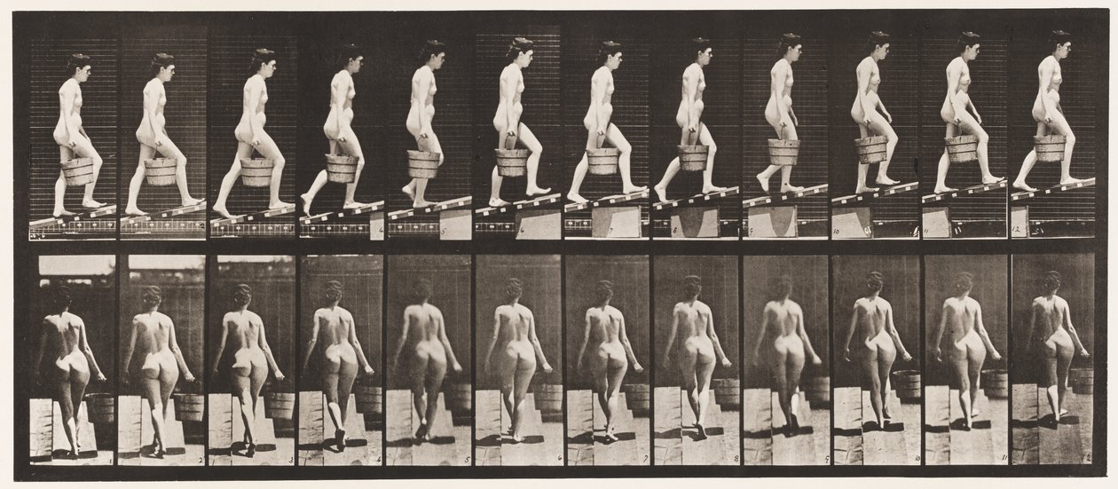 Tafel 83. Steigung hinaufsteigen, Eimer Wasser in der rechten Hand von Eadweard Muybridge