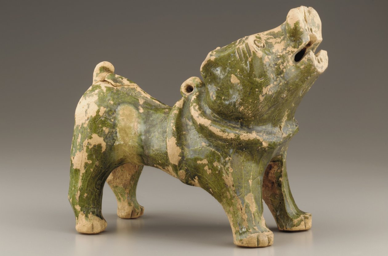 Grabfigur eines bellenden Hundes, frühes 1.-frühes 3. Jahrhundert von Eastern Han Dynasty Chinese School