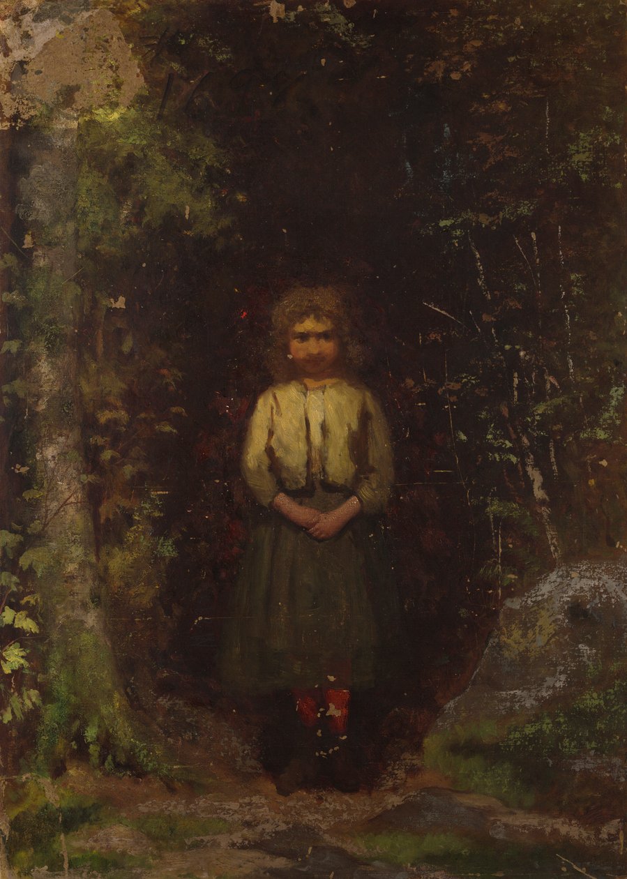 Am Hang (recto); Mädchen im Wald (verso) von Eastman Johnson
