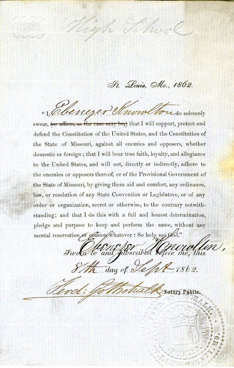 Treueeid von Ebenezer Knowlton aus Missouri, County of St. Louis von Ebenezer Knowlton