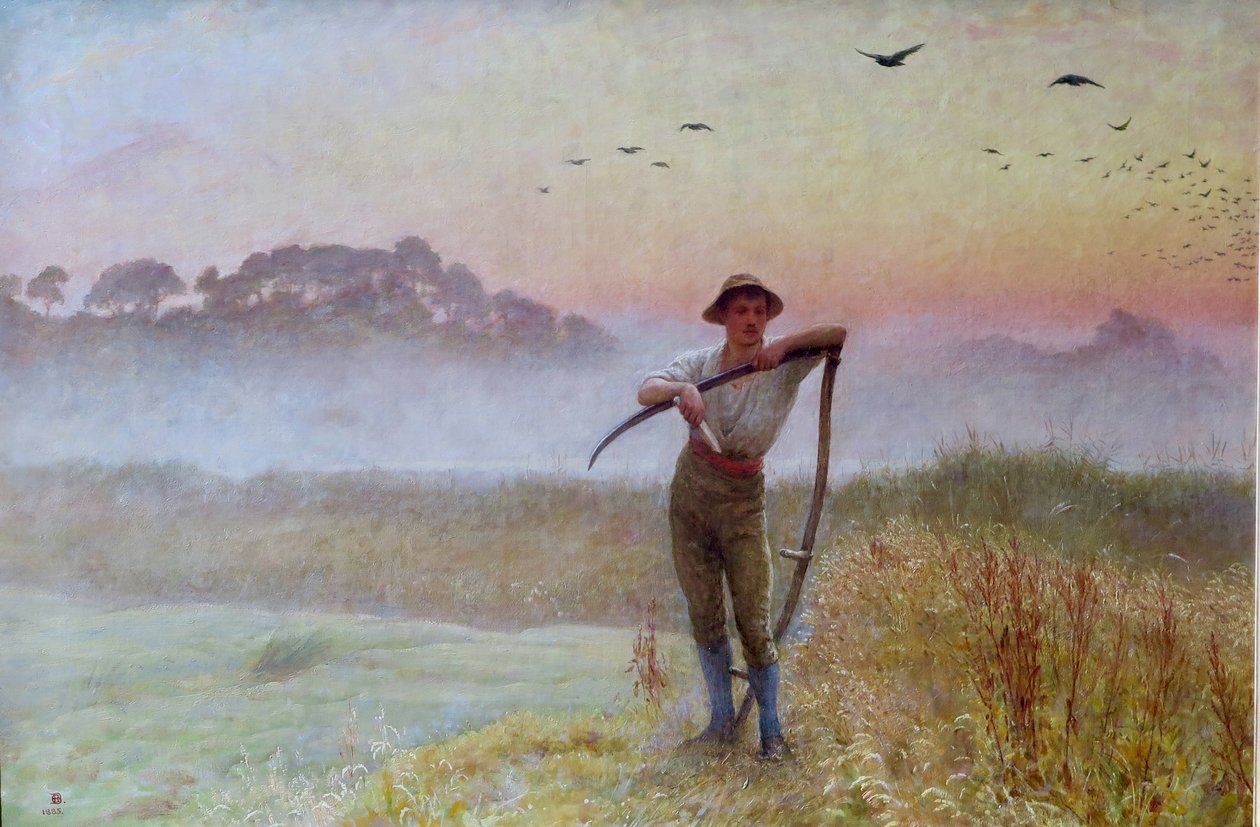 Ein Herbstmorgen: Der Schnitter...Ein Mann mit einer Sense von Edgar Barclay
