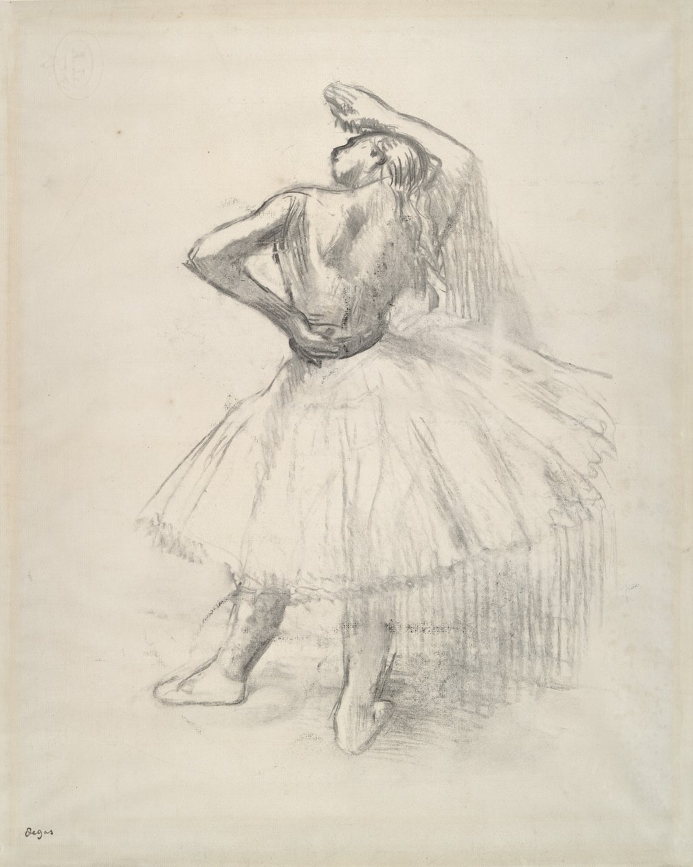 Stehende Tänzerin, rechter Arm erhoben, ca. 1891 von Edgar Degas