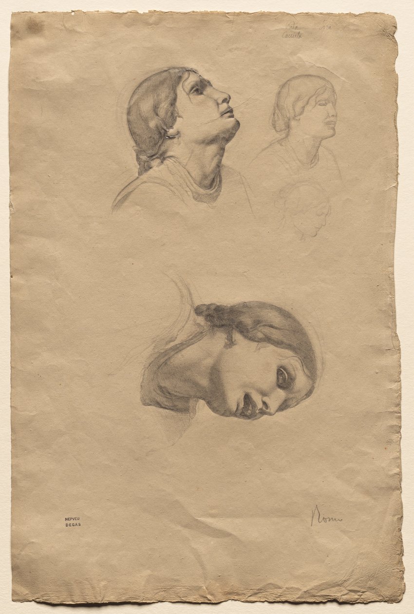 Vier Studien des Kopfes einer jungen Italienerin von Edgar Degas
