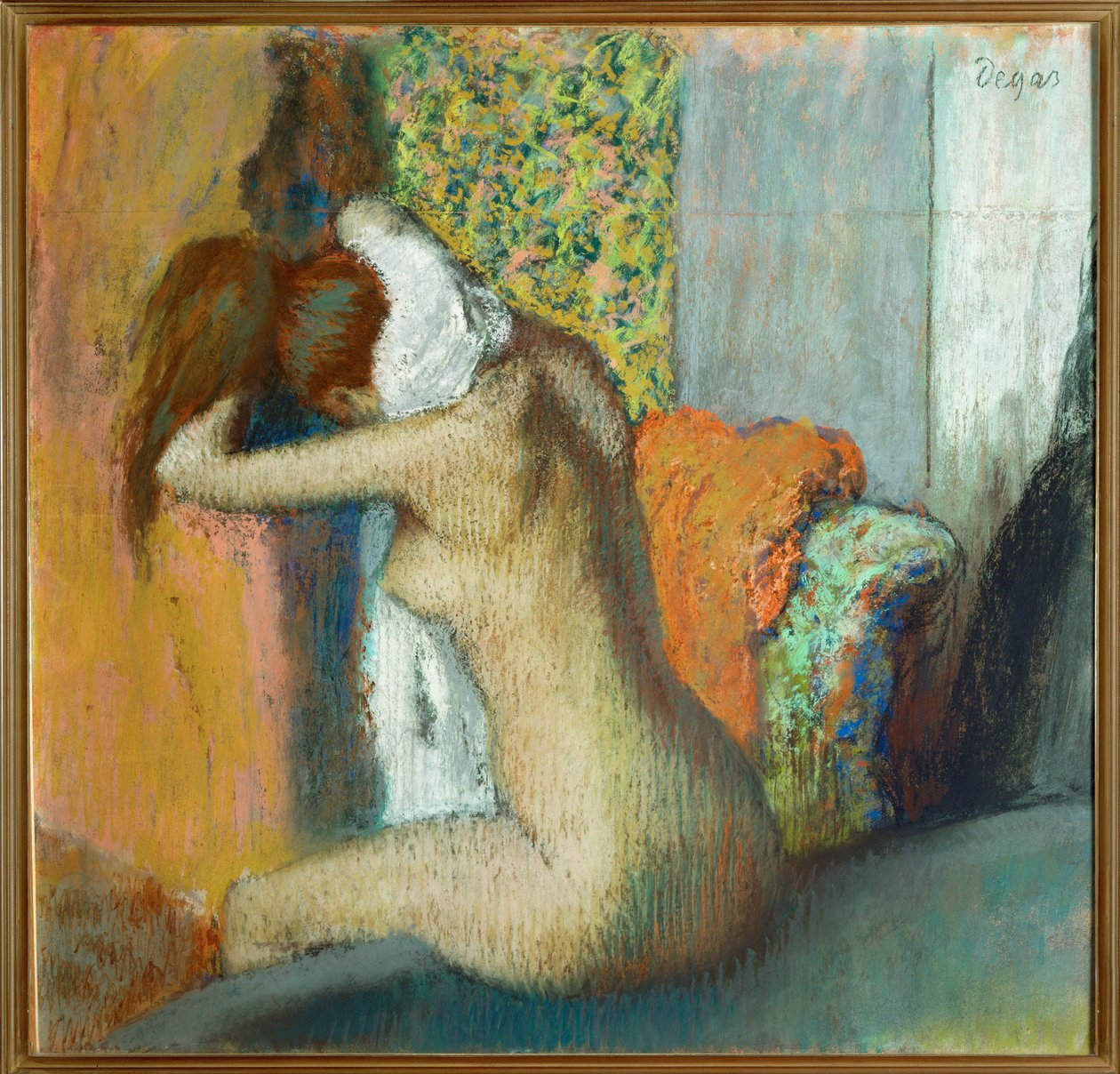 Junge Frau, die sich den Nacken trocknet von Edgar Degas