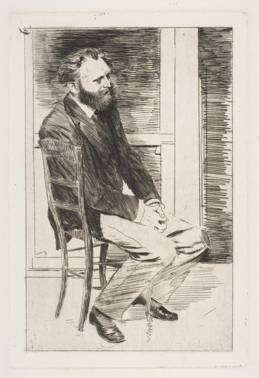 Manet sitzt, nach rechts gewandt, 1864-65 von Edgar Degas