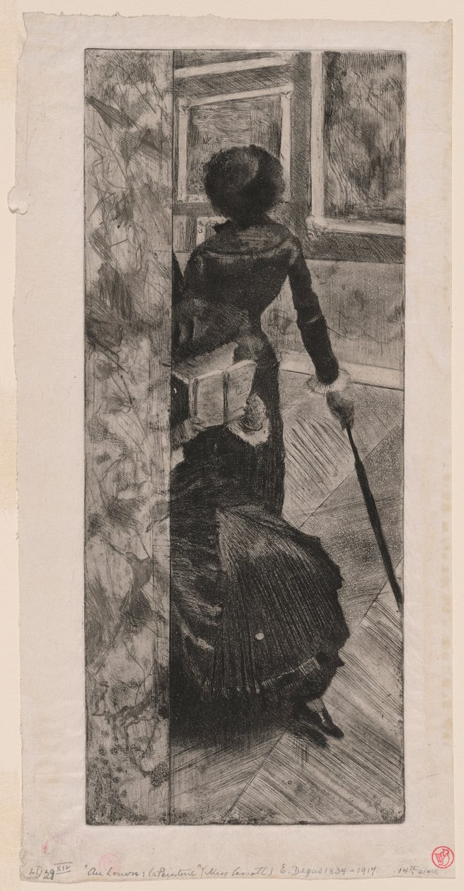 Mary Cassatt in der Gemäldegalerie im Louvre von Edgar Degas