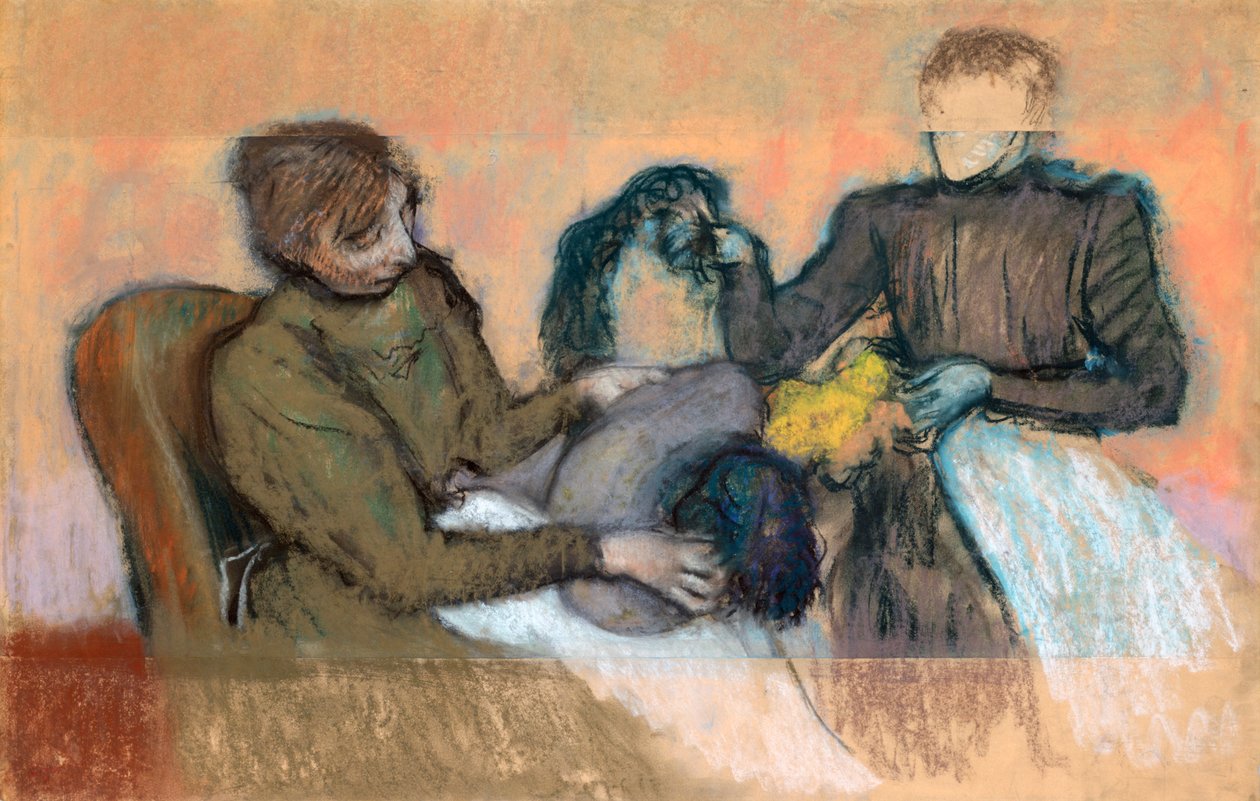 Modistin, die einen Hut ausstattet, 1898 von Edgar Degas