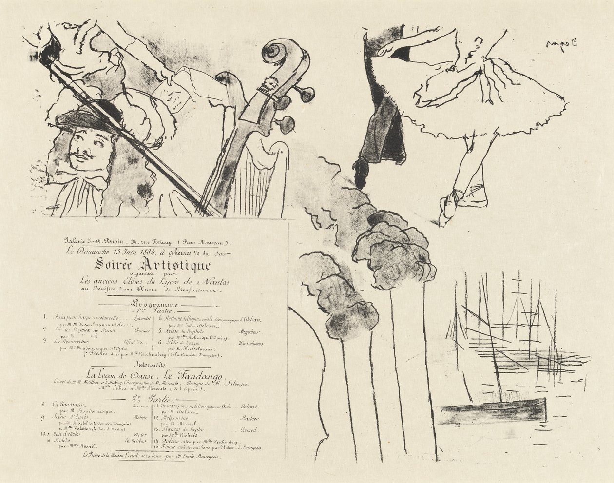 Programm für die Soiree Artistique von Edgar Degas