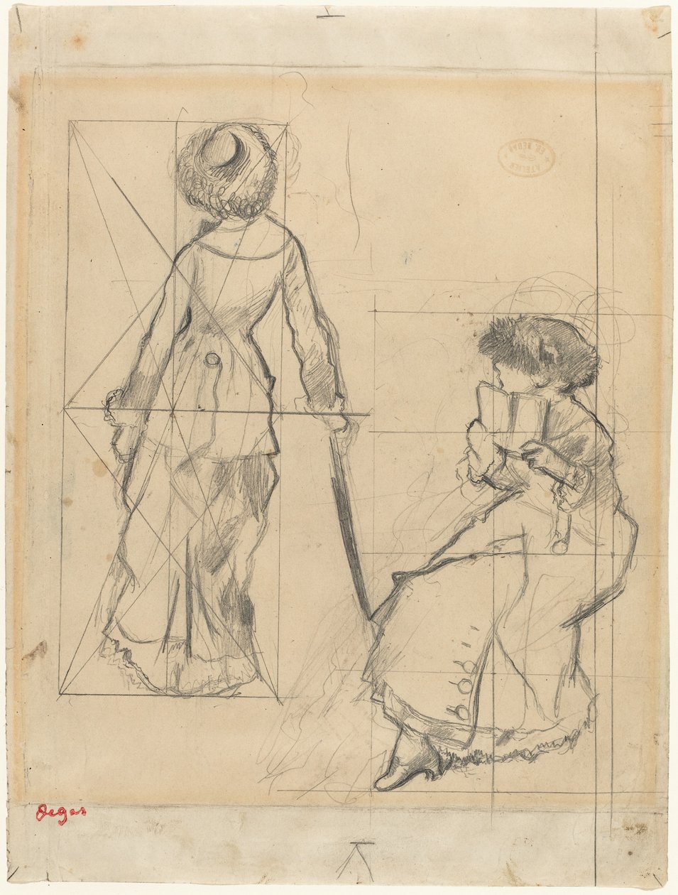 Studie für "Mary Cassatt im Louvre" (recto) von Edgar Degas