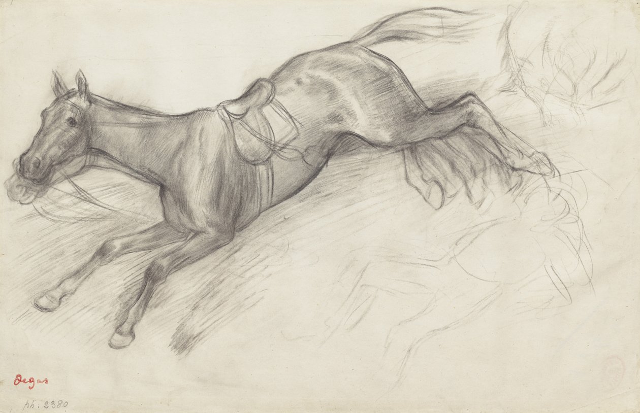 Studie für "Szene vom Hindernisrennen: Der gefallene Jockey", 1866 von Edgar Degas