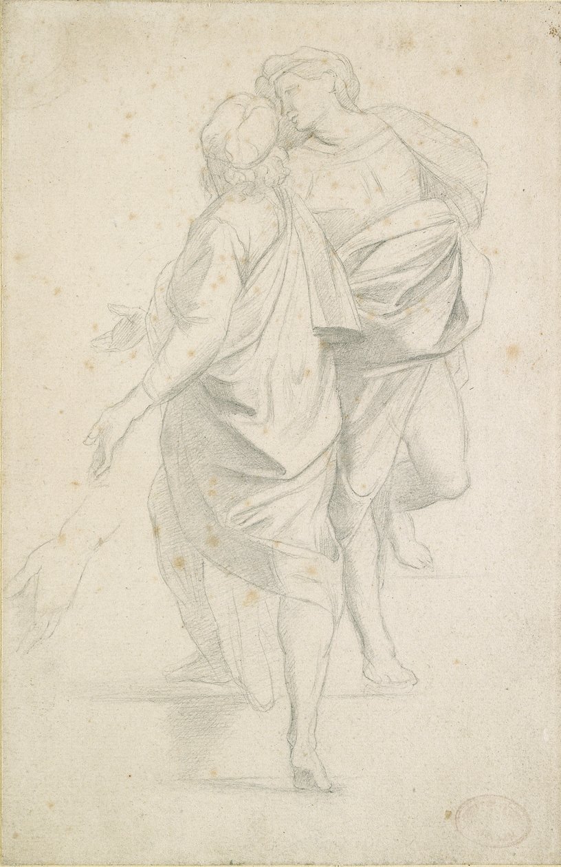 Zwei Figuren auf einer Treppe, nach Raphael von Edgar Degas