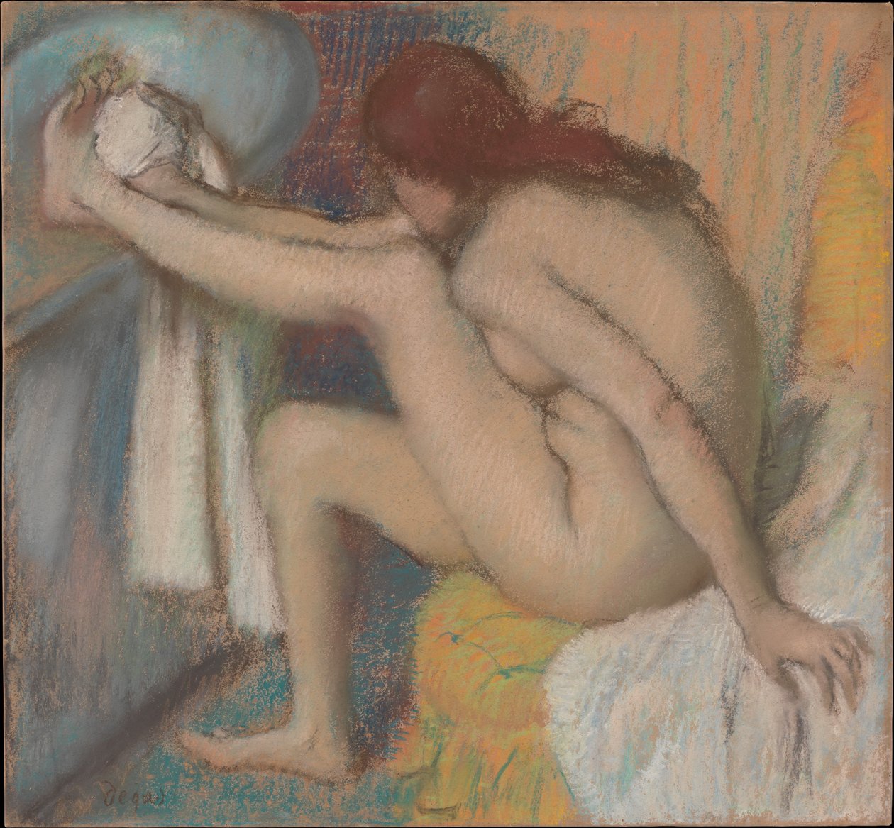 Frau trocknet ihren Fuß von Edgar Degas