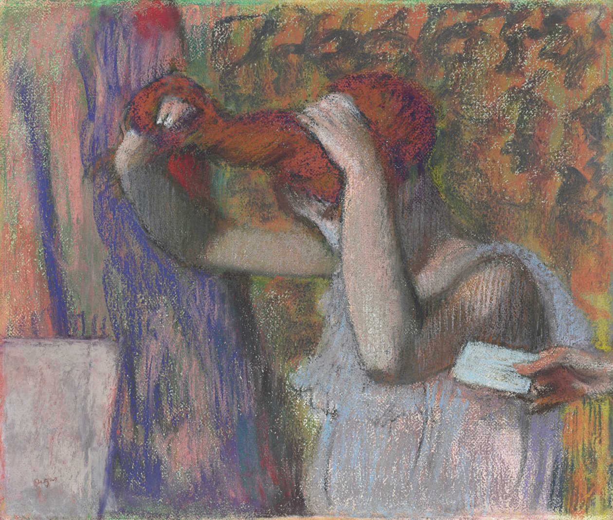 Frau frisiert sich, der Brief; Femme se coiffant, la lettre, ca. 1888-1892 von Edgar Degas