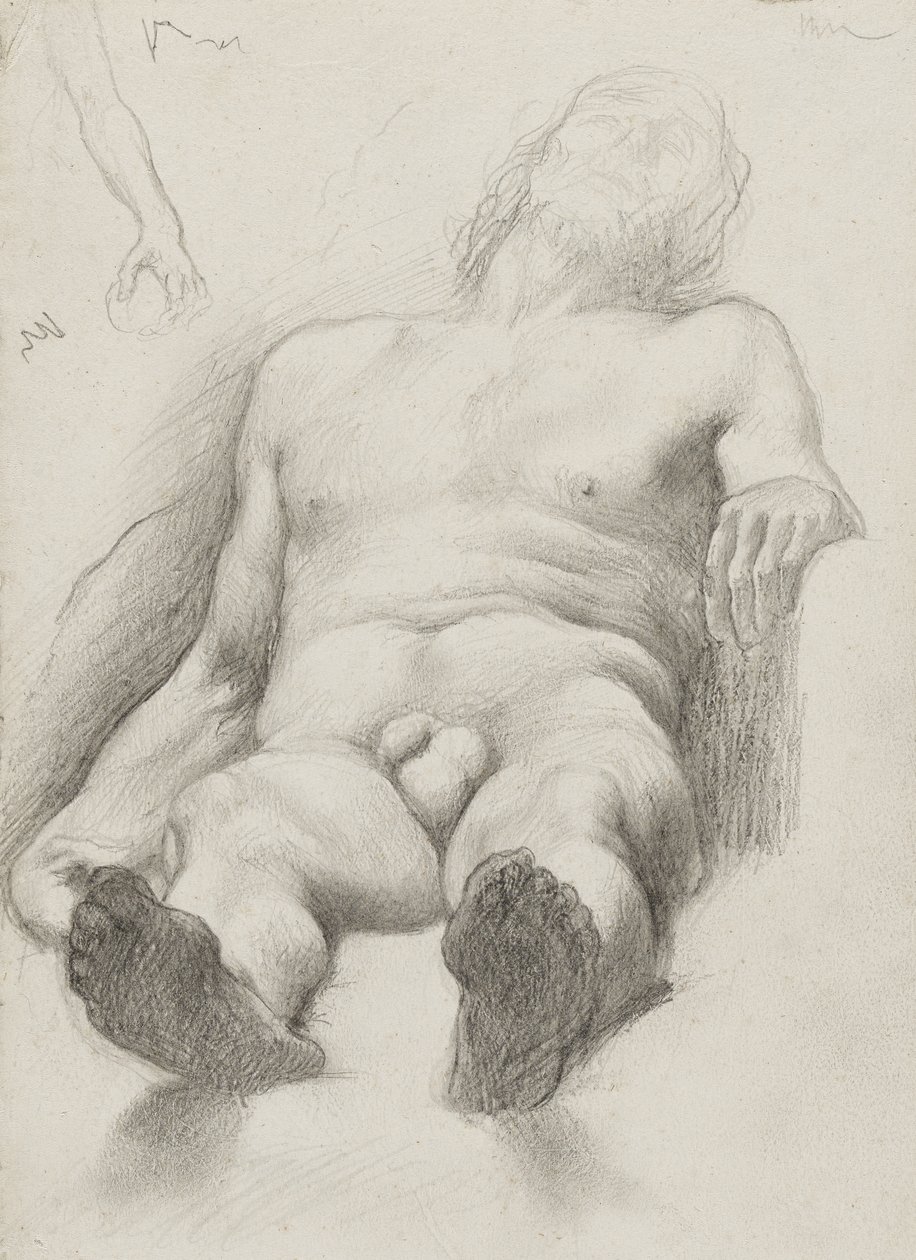 Étude - Liegender nackter Mann, 1856-58 von Edgar Degas