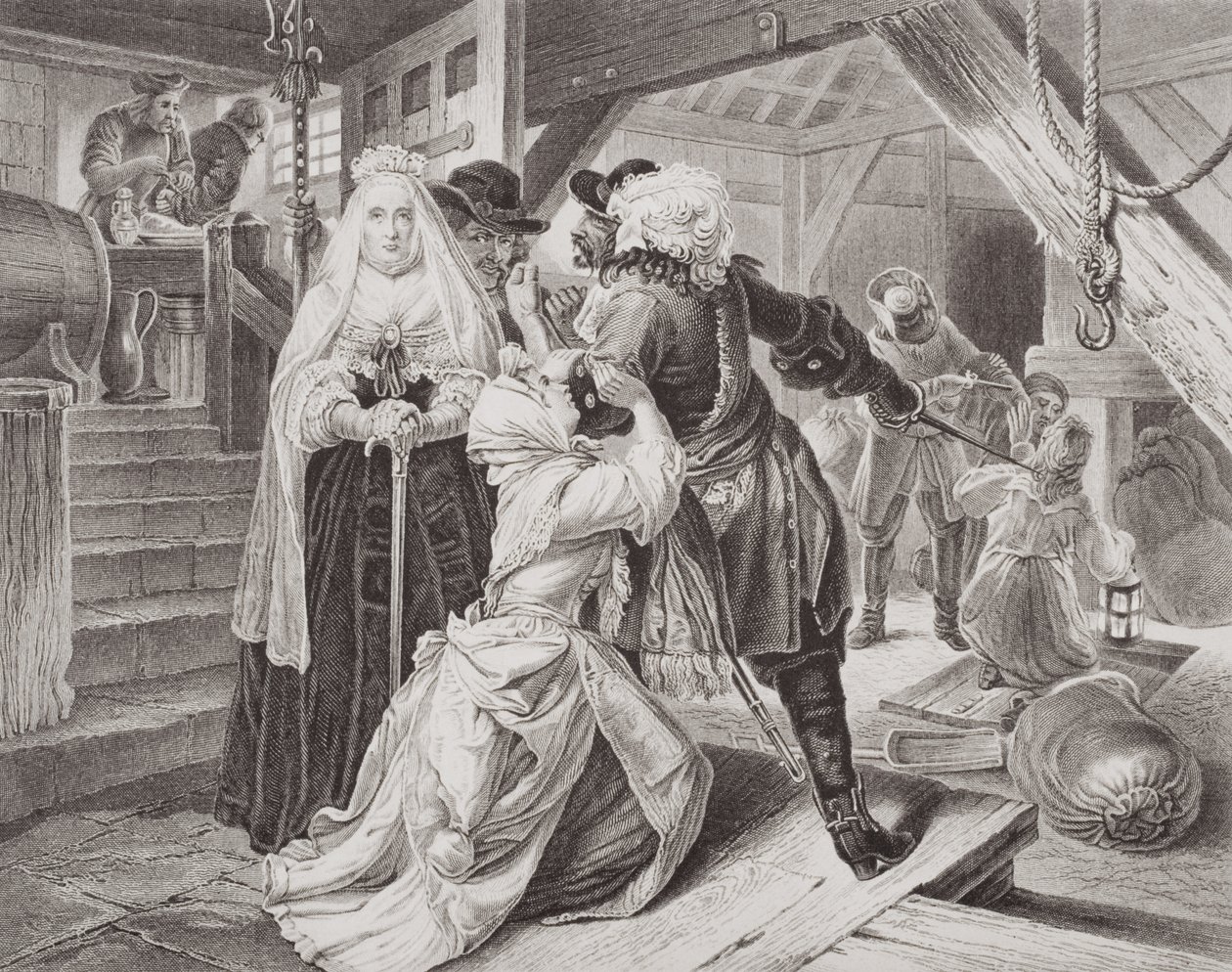 Die Verhaftung von Alice Lisle wegen der Beherbergung von Flüchtlingen aus der Schlacht von Sedgemoor im Jahr 1685, aus 