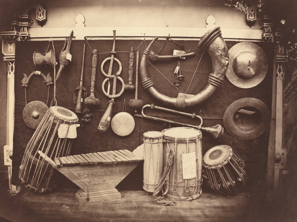 Stillleben mit Musikinstrumenten, ca. 1863 von Edmond Lebel