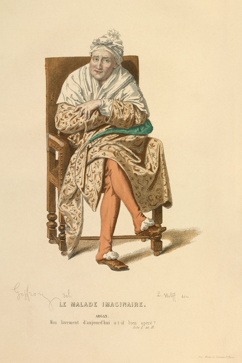 Kostüm für die Rolle des Argan, um 1868 (Gravur) von Edmond Aime Florentin Geffroy